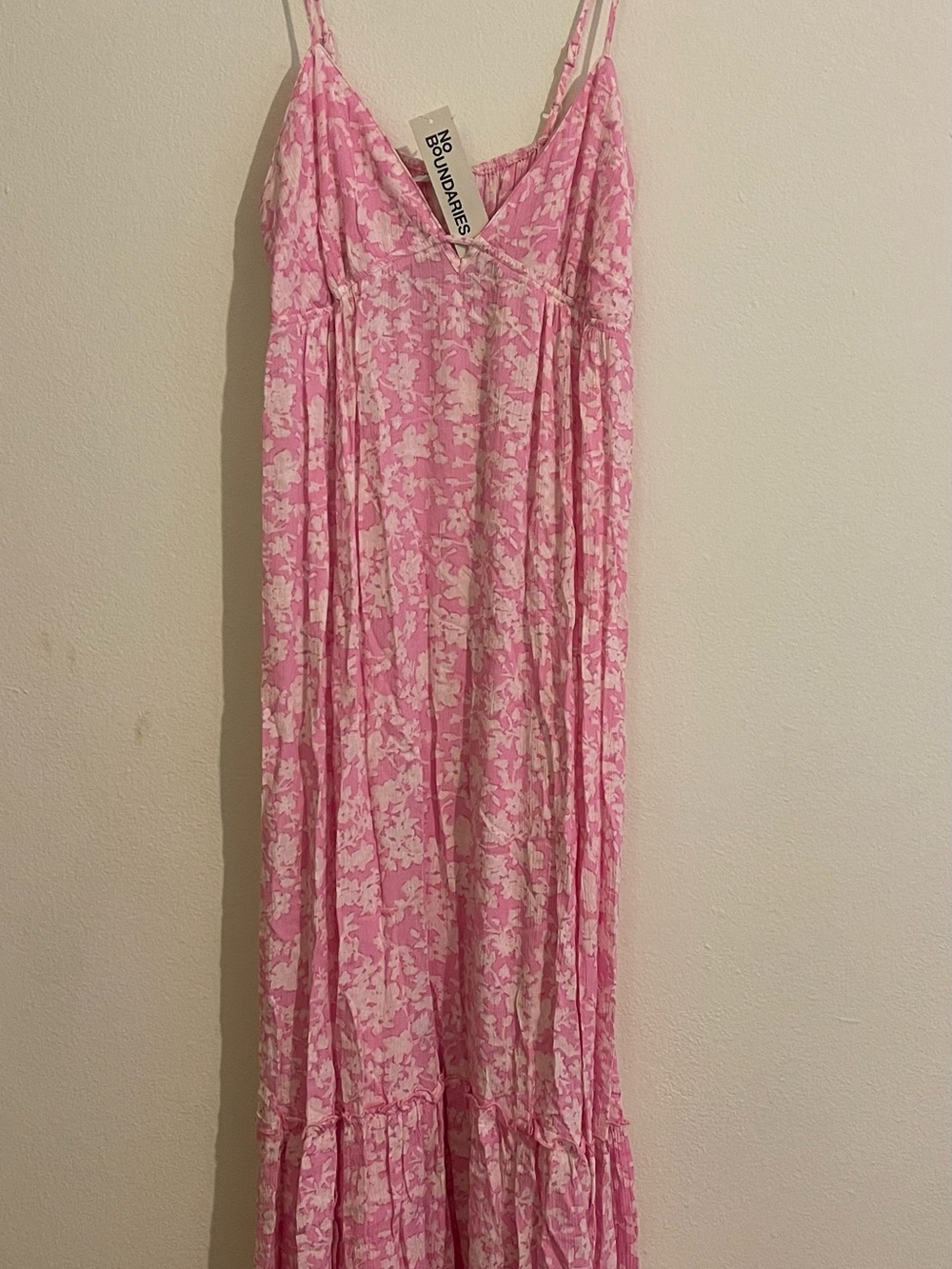 No Boundaries Pink Floral Sundress with White Accents - Picture 1 of 5